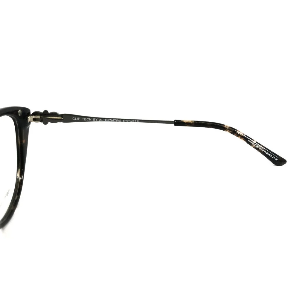 Clip Tech Eyeglasses Frames K3996-C1 Gray Cat Eye Full Rim w/ Clip Ons 54-14-140
